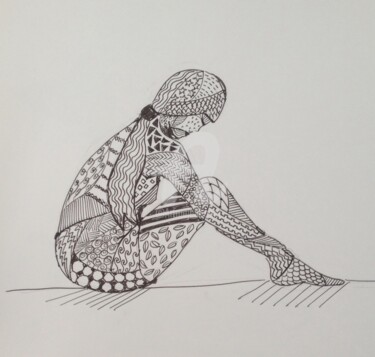 Dessin intitulée "Nue" par Sbx, Œuvre d'art originale