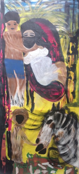 Peinture intitulée "Aladin et Jasmine ." par Khadija Sadek Moudafi, Œuvre d'art originale, Acrylique