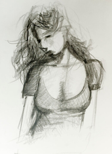 Disegno intitolato "Woman 009" da Manu Toxxic, Opera d'arte originale, Carbone