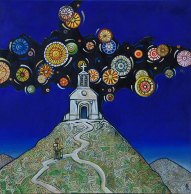 Peinture intitulée "Le Pélerin" par Pascal Buffard, Œuvre d'art originale, Huile