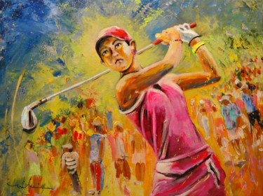 Michelle Wie 绘画 标题为“Michelle Wie” 由Miki De Goodaboom, 原创艺术品, 丙烯