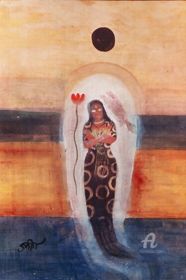 Black sun Painting titled "Black sun" by Prodip Kumar Sengupta, Original Artwork, Watercolor