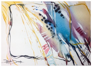 Painting titled "Inside the square" by Frank Jooste, Original Artwork, Watercolor