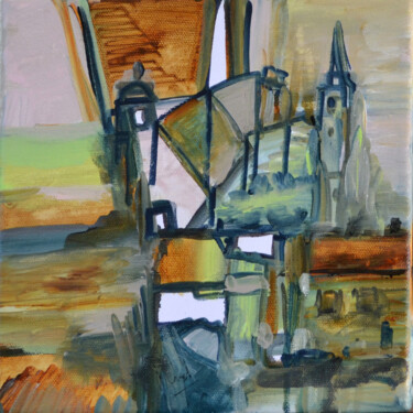 Schilderij getiteld "Un pays de laboureu…" door Muriel Cayet, Origineel Kunstwerk, Acryl