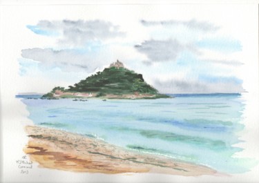 Peinture intitulée "Mount St Michael, C…" par Véronique Crombé, Œuvre d'art originale, Aquarelle