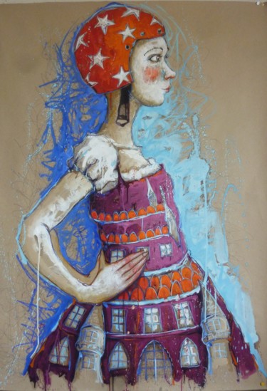 Peinture intitulée "un rhinocéros dans…" par Catherine Cornec, Œuvre d'art originale, Autre
