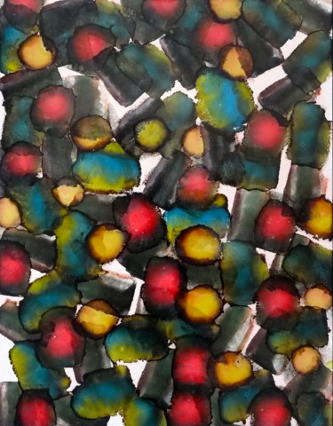 Composition N° 20 _ 35x27 Réf. 120 Peinture intitulée "Composition N° 20 _…" par Joel Jambou, Œuvre d'art originale, Encre