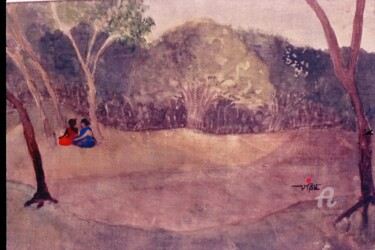 Painting titled "friendship" by Prodip Kumar Sengupta, Original Artwork, Watercolor