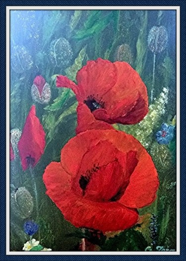 Peinture intitulée "Maki 3d" par Grazyna Jezak, Œuvre d'art originale, Huile
