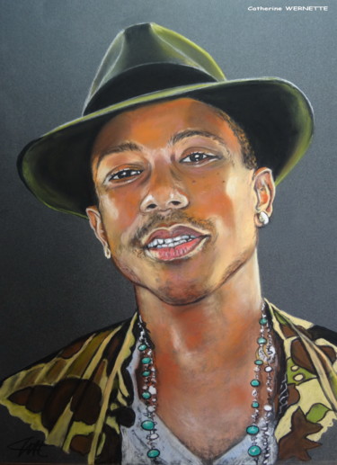 「Pharrell WILLIAMS」というタイトルの描画 Catherine Wernetteによって, オリジナルのアートワーク, パステル