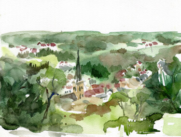 Painting titled "St Rémy les Chévreu…" by Sylvia Baldeva, Original Artwork, Watercolor