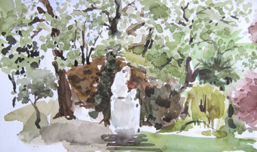 Peinture intitulée "Paris - Parc Monceau" par Sylvia Baldeva, Œuvre d'art originale, Aquarelle