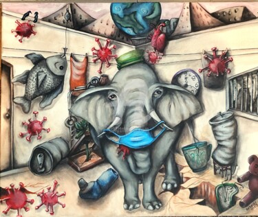 Let's Talk about the Elephant in this ROom! 绘画 标题为“Let's Talk about th…” 由Helene, 原创艺术品, 丙烯