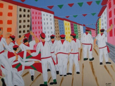 Peinture intitulée "Tableau naif Baiona…" par Didier Dordeins, Œuvre d'art originale, Acrylique Monté sur Châssis en bois