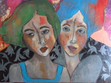 Peinture intitulée "EMMA ET ROSE" par Martine Flory, Œuvre d'art originale, Acrylique