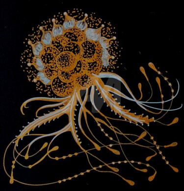 Dessin intitulée "Fleur d'Ô I" par Mona Bessaa, Œuvre d'art originale, Encre