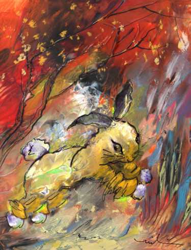 Malerei mit dem Titel "Jeannot Lapin" von Miki De Goodaboom, Original-Kunstwerk, Acryl