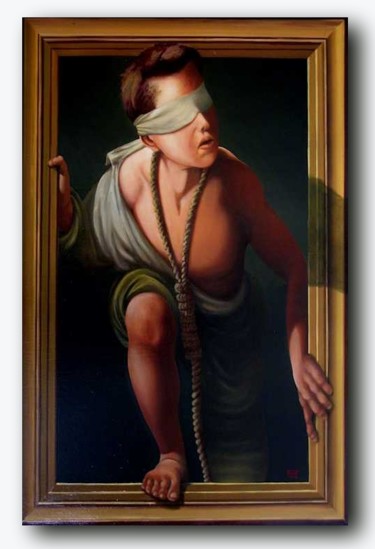 Peinture intitulée "the-lower-door-50x7…" par Emilio Paintings, Œuvre d'art originale, Huile