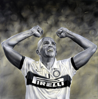 绘画 标题为“Esteban Cambiasso I…” 由Andrea Del Pesco, 原创艺术品, 油