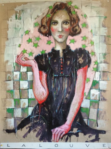 Peinture intitulée "la louve" par Catherine Cornec, Œuvre d'art originale, Autre
