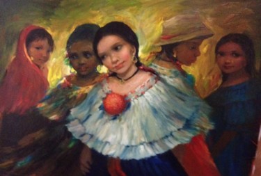 Pintura titulada "Raza y Flolclore" por T.Pinzòn, Obra de arte original, Oleo