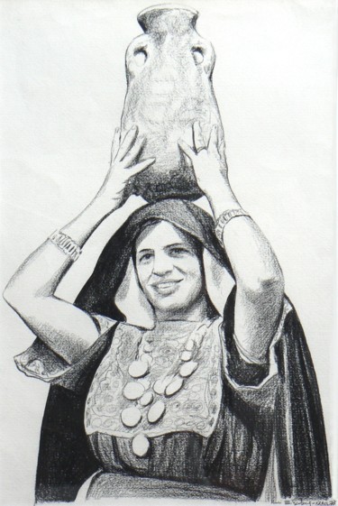 Dessin intitulée "La Cruche" par Henri Eisenberg, Œuvre d'art originale, Conté