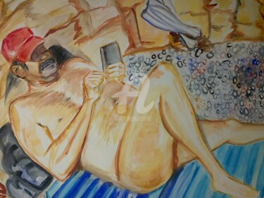 Peinture intitulée "cellphone-invasion-…" par Lm Arnal, Œuvre d'art originale