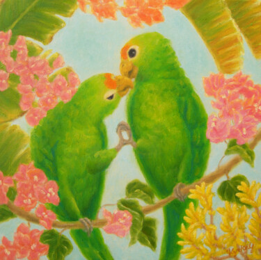 Peinture intitulée "Kiss" par Kyoko Yamaji, Œuvre d'art originale, Huile