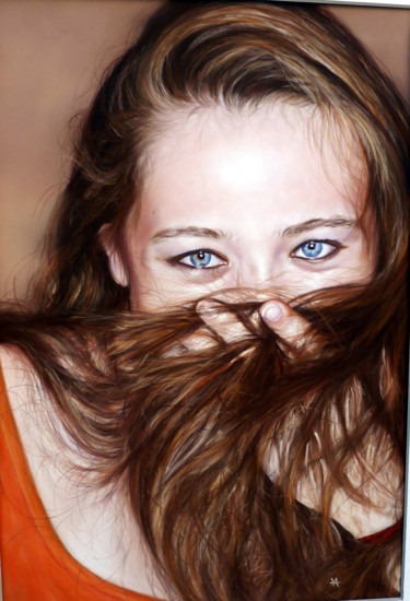 ESPIEGLE Peinture intitulée "ESPIEGLE" par Yva Arvis, Œuvre d'art originale, Pastel