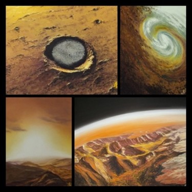 Peinture intitulée "MARS-quadriptyque E…" par Murielle Léger, Œuvre d'art originale, Pastel