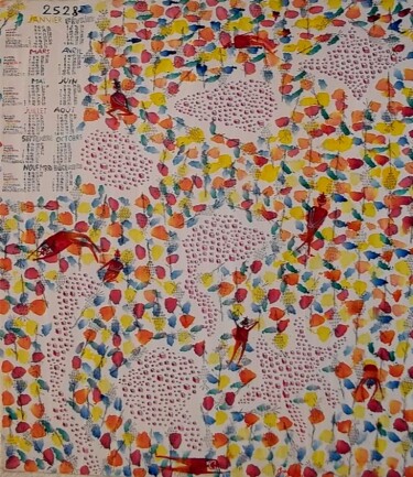 Painting titled "Calendrier 2528" by Grégoire Koutsandréou, Original Artwork, Acrylic