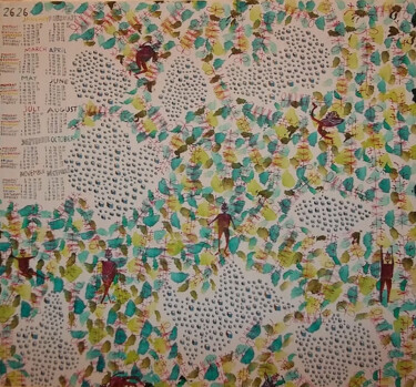 Painting titled "Calendrier 2626" by Grégoire Koutsandréou, Original Artwork, Acrylic