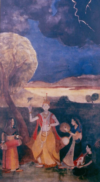 Painting titled "Megh Malhar" by Prodip Kumar Sengupta, Original Artwork, Watercolor