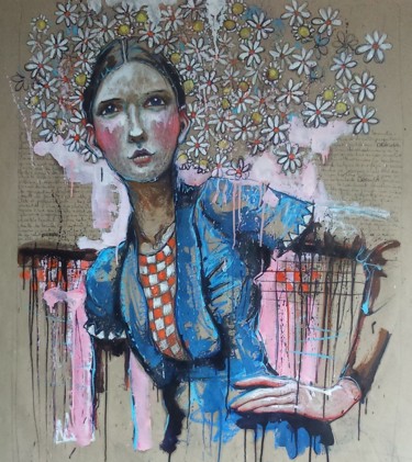 Peinture intitulée "la louve III" par Catherine Cornec, Œuvre d'art originale, Huile