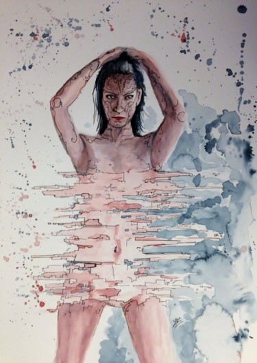 matrix-2 Peinture intitulée "matrix-2" par Jérôme Royer, Œuvre d'art originale, Aquarelle
