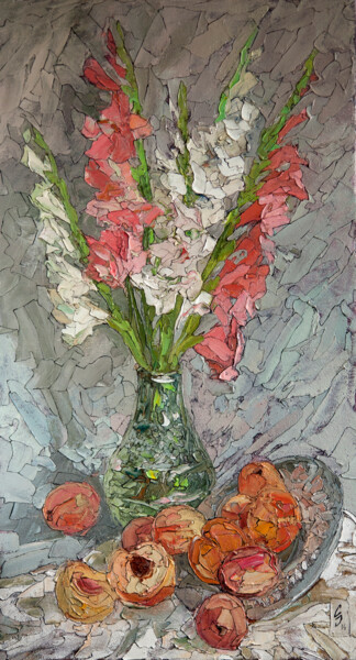 Peinture intitulée "Still Life with Pea…" par Sergey Sovkov, Œuvre d'art originale, Huile
