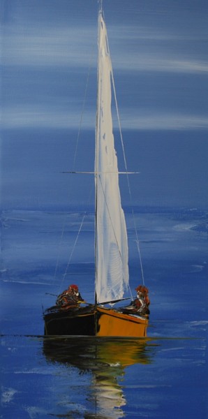 Peinture intitulée "Voilier-jaune" par Patrice Butel, Œuvre d'art originale, Huile