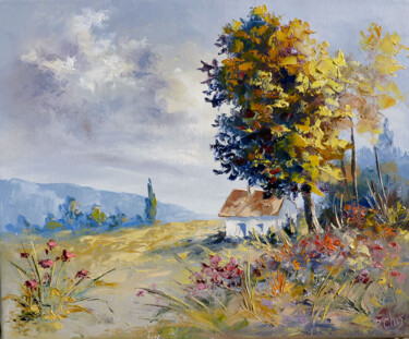 Peinture intitulée "au detour du chemin" par Pascal Clus, Œuvre d'art originale, Huile
