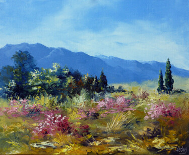 Peinture intitulée "vers aubenas" par Pascal Clus, Œuvre d'art originale, Huile