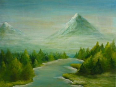 Peinture intitulée "Paysage montagnard" par Marie Foisnet, Œuvre d'art originale