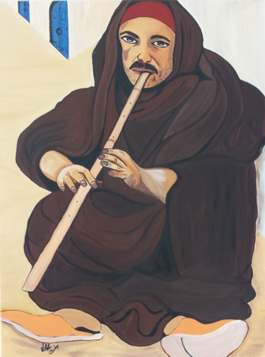 绘画 标题为“Musicien à Djerba” 由Valérie Perrault, 原创艺术品, 丙烯