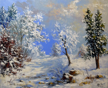 Peinture intitulée "dernieres neiges" par Pascal Clus, Œuvre d'art originale, Huile