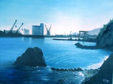 Painting titled "Porto di Savona/Har…" by Vincenzo Rappa, Original Artwork, Oil