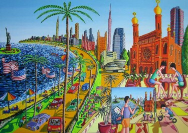 new york naive painting NY paintings art raphael perez Pintura titulada "new york naive pain…" por Raphael Perez, Obra de arte original, Acrílico