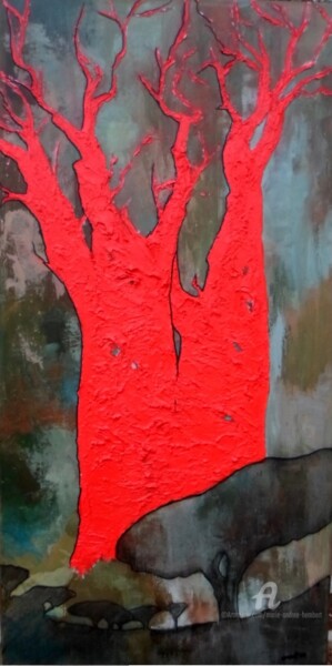 Painting titled "arbres du yemen" by Marie Andrée Hembert, Original Artwork, Acrylic