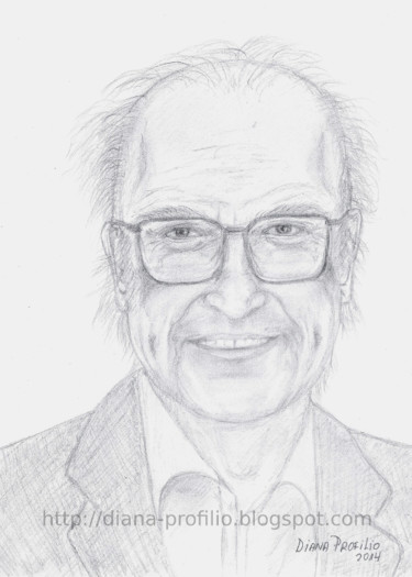 Dibujo titulada "Retrato de Joaquín…" por Diana Profilio, Obra de arte original, Grafito