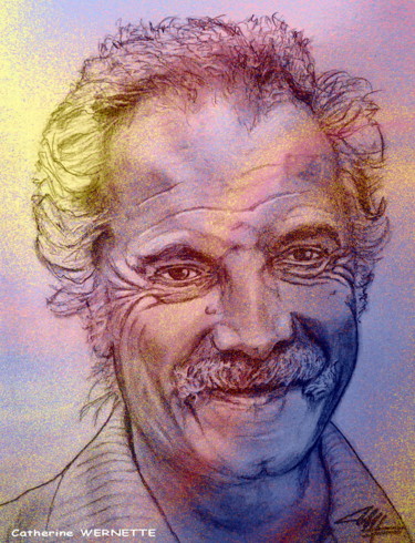 Arts numériques intitulée "BRASSENS" par Catherine Wernette, Œuvre d'art originale, Peinture numérique
