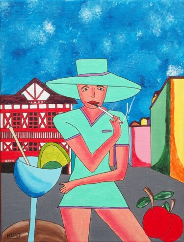 Pin - Up à Saint Jean De Luz Peinture intitulée "Pin - Up à Saint Je…" par Didier Dordeins, Œuvre d'art originale, Acrylique