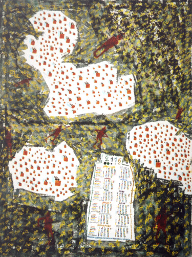 Painting titled "Calendrier 2116" by Grégoire Koutsandréou, Original Artwork, Acrylic