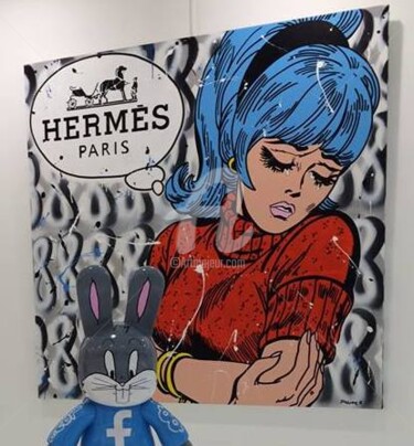 「Hermes - PARIS」というタイトルの絵画 Johanne 8によって, オリジナルのアートワーク, オイル